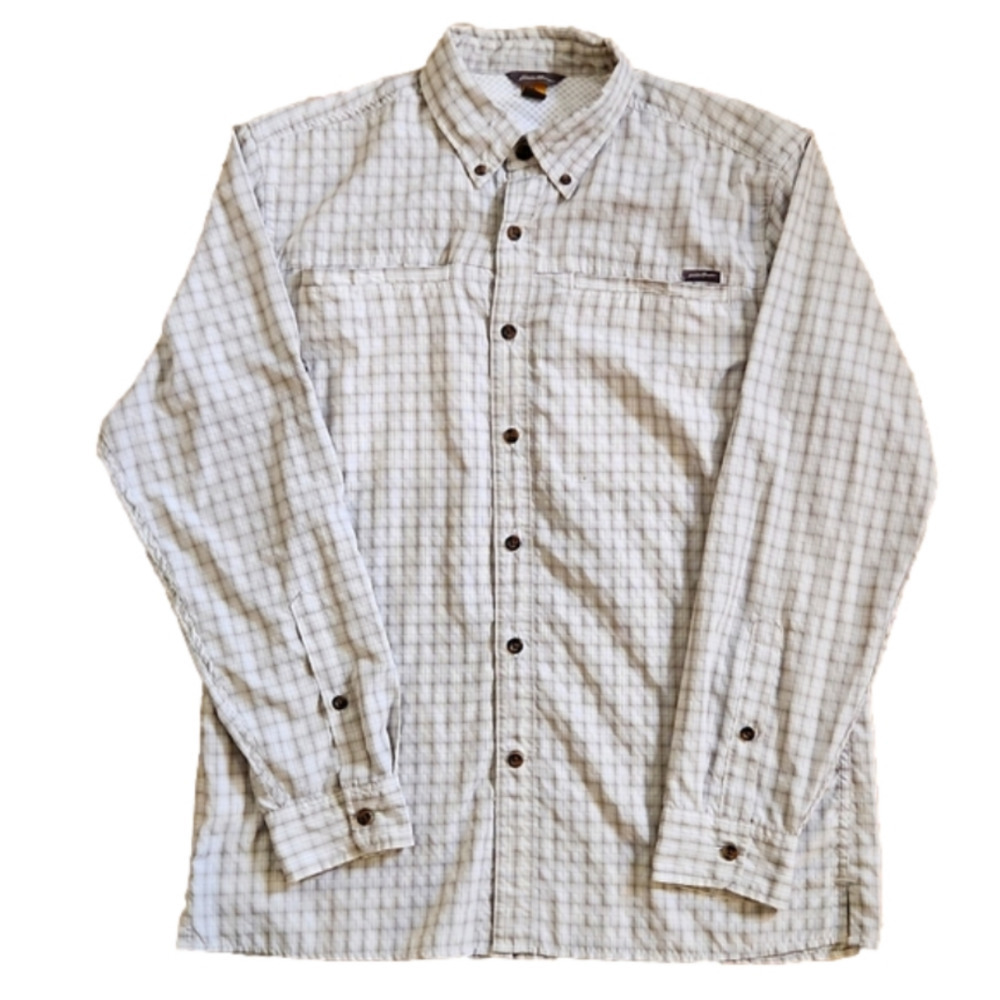 3/$20 EDDIE Bauer Gray Plaid Button-Up Shirt